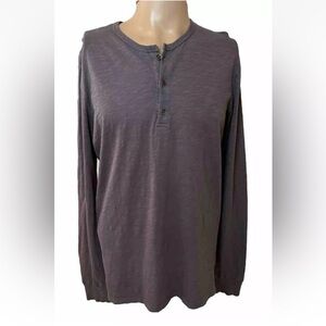 hnly LA Shirt Organic Cotton Sz S Bourdain Mens Gray Long Sleeve Henley Basics